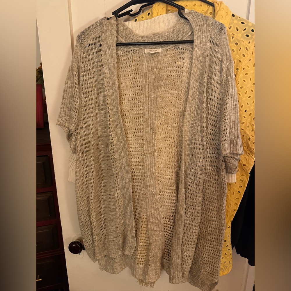 Maurices Light Gray Open Knit Cardigan